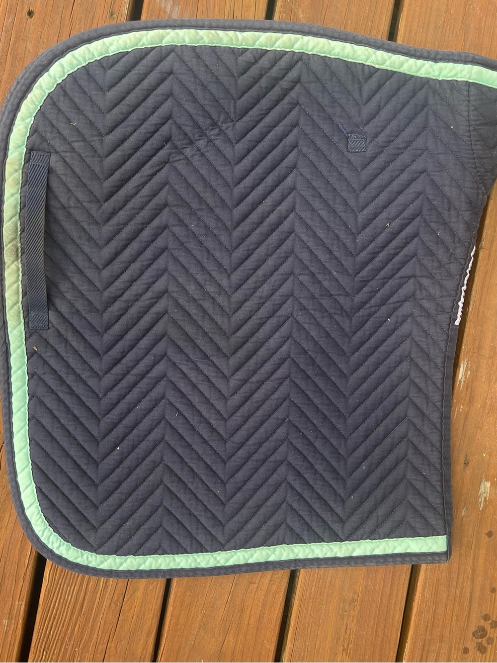 Smart Pak Navy Chevron Quilted Dressage Saddle Pad with Mint Trim